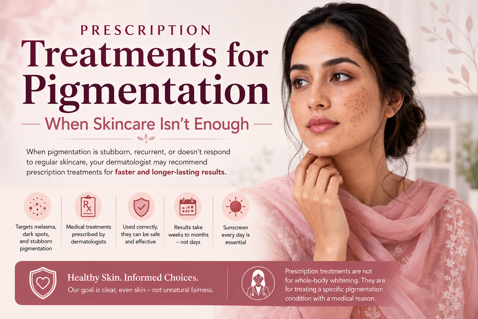 Prescription treatments for pigmentation including hydroquinone tretinoin and dermatologist-guided treatment