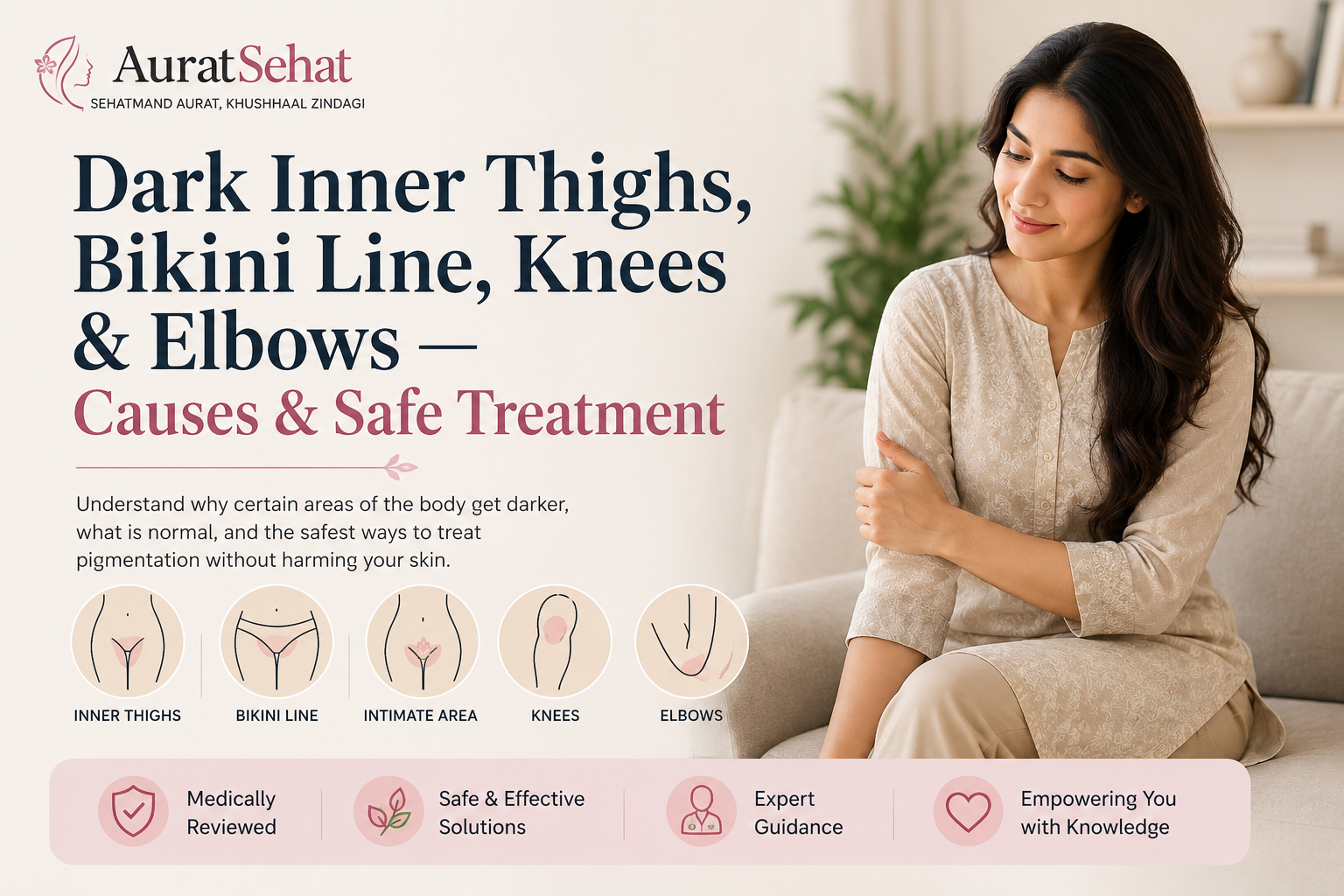 Dark inner thighs bikini line knees and elbows pigmentation guide for Pakistani women