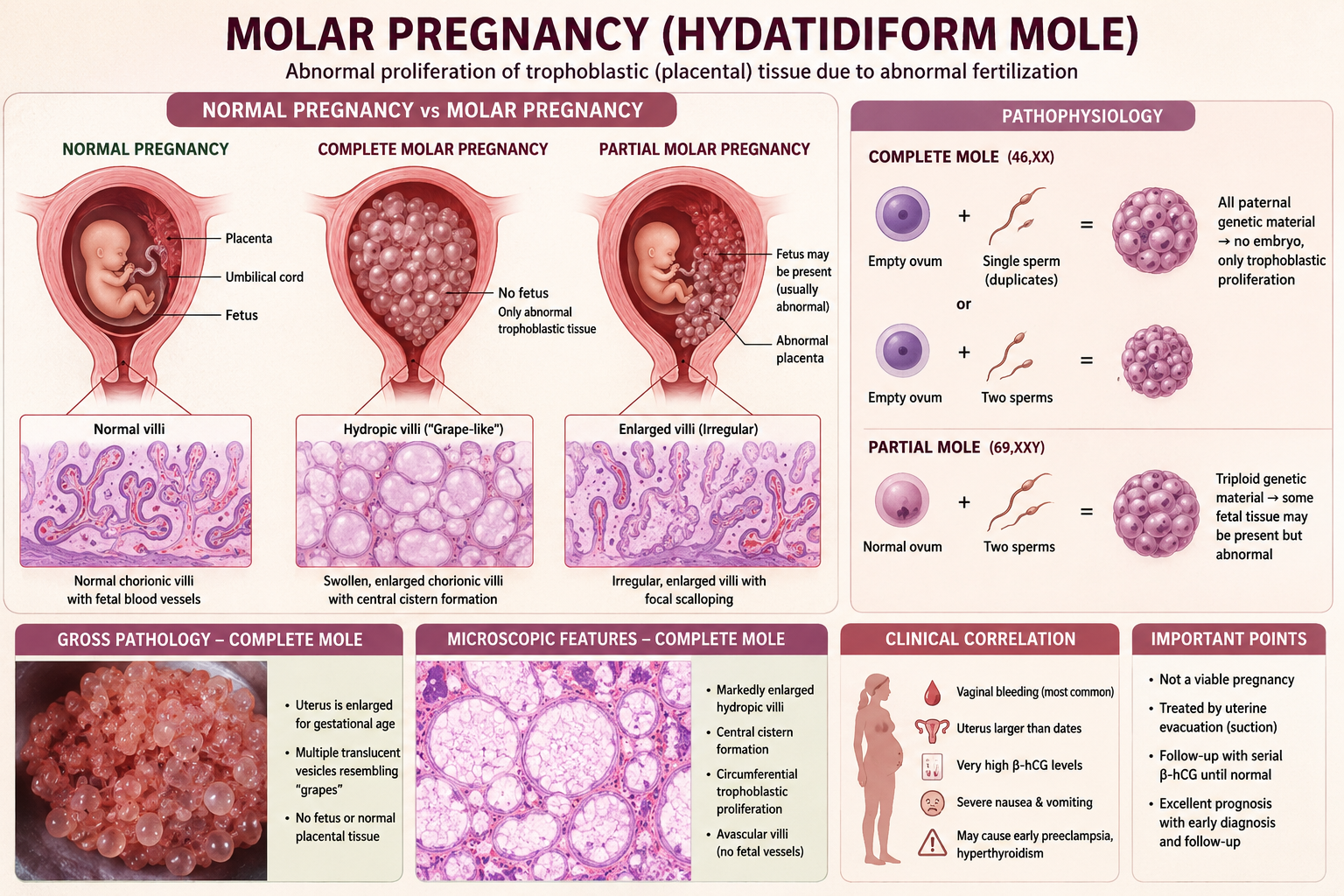 Molar pregnancy patient education illustration