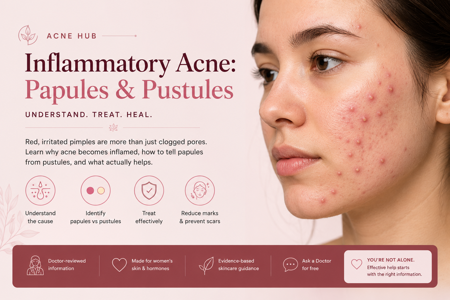 Inflammatory acne with papules and pustules