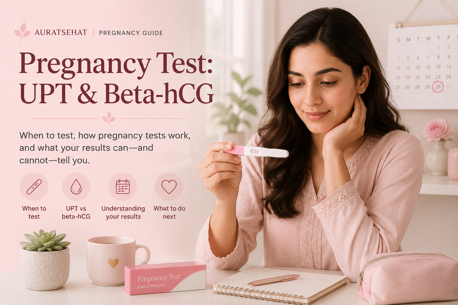 Pregnancy test UPT and beta hCG guide explaining when to test and what pregnancy test results mean