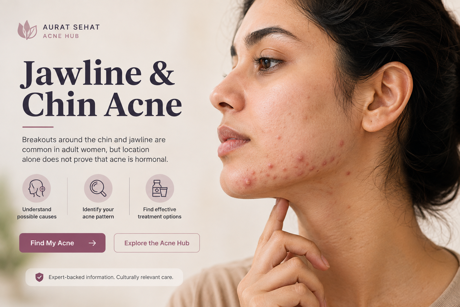 Jawline and chin acne in an adult woman
