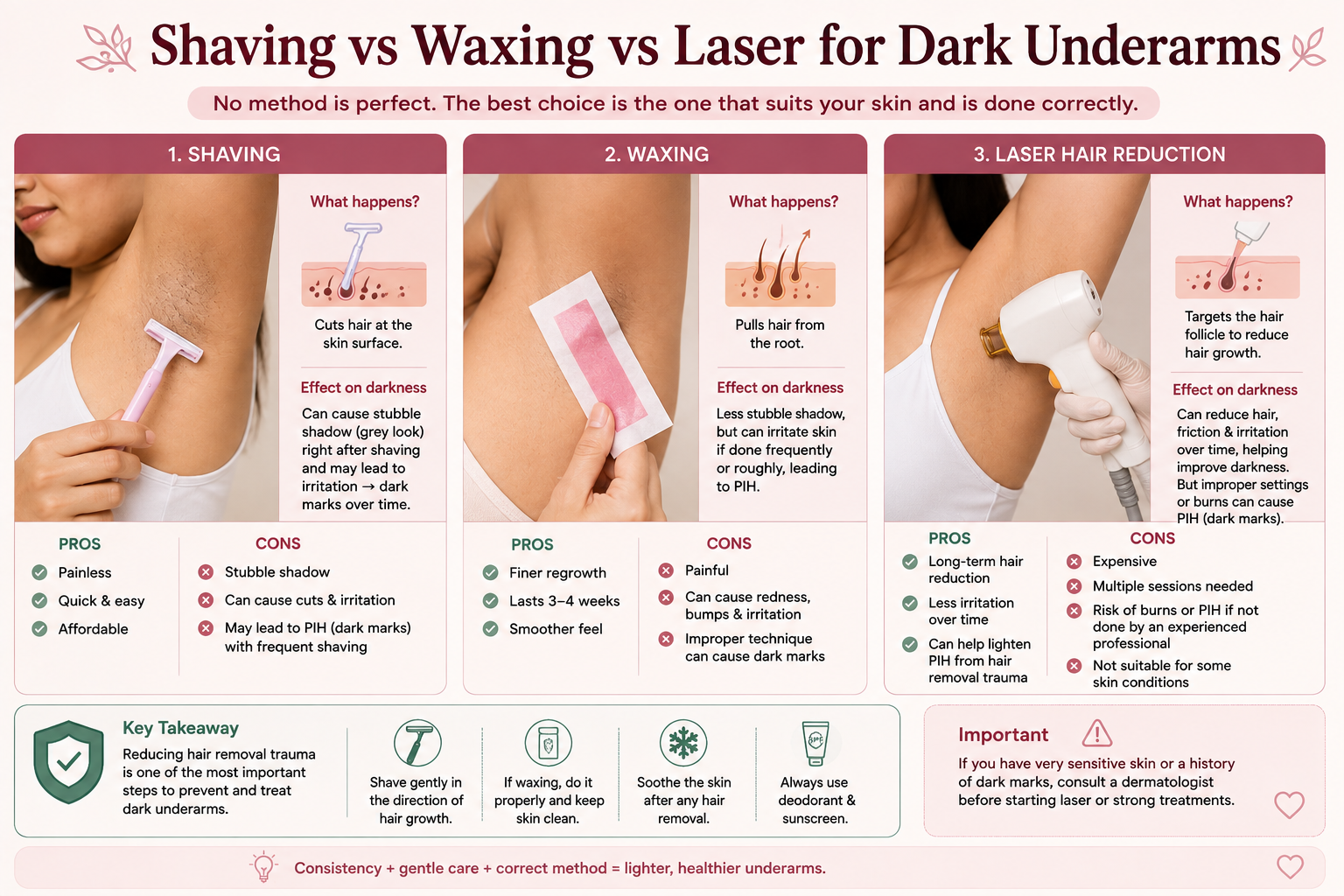 Shaving versus waxing versus laser hair reduction for dark underarms